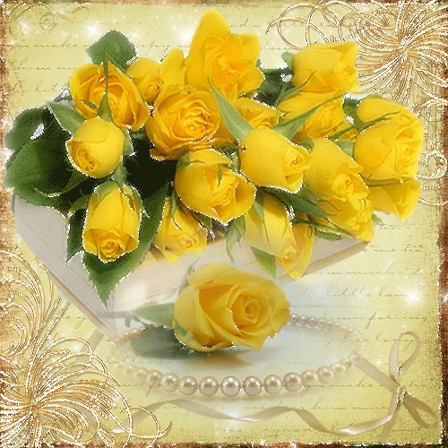Жёлтые розы~Цветы анимация