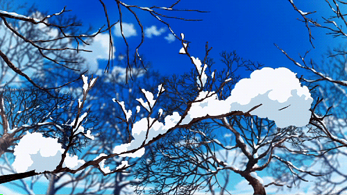 Ветви качаются. Снег сыплется с веток. Падение снега с ветвей. Анимация Снежное дерево. Красивые , зимние ветви деревьев гиф.