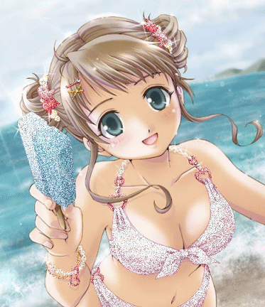 девочка на пляже - Аниме