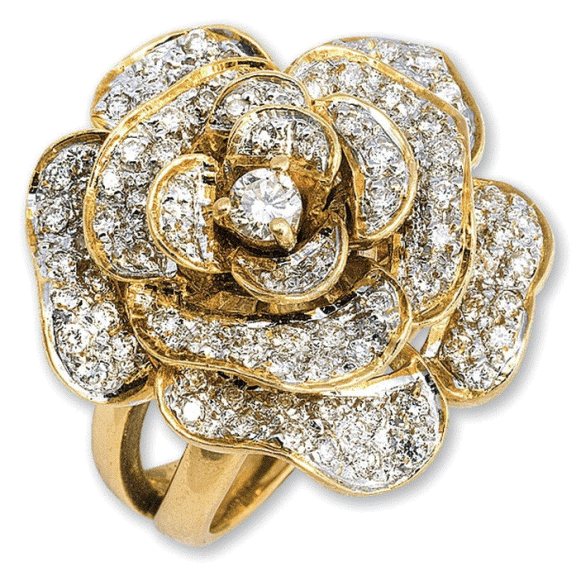Золотое кольцо в форме розы