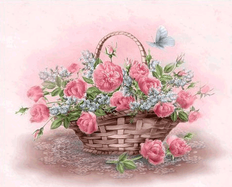 Корзинка цветов Анимация, анимашки
