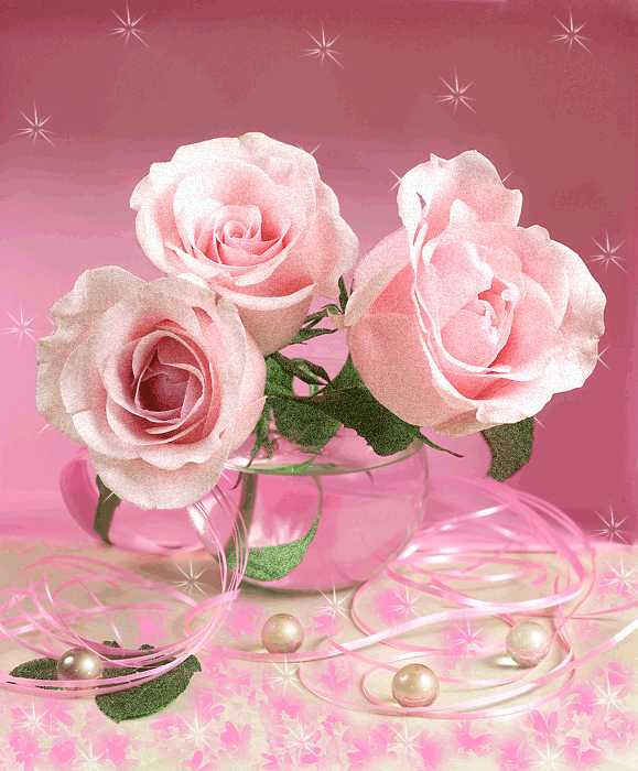 Розы в вазе - Анимационные GIF открытки
